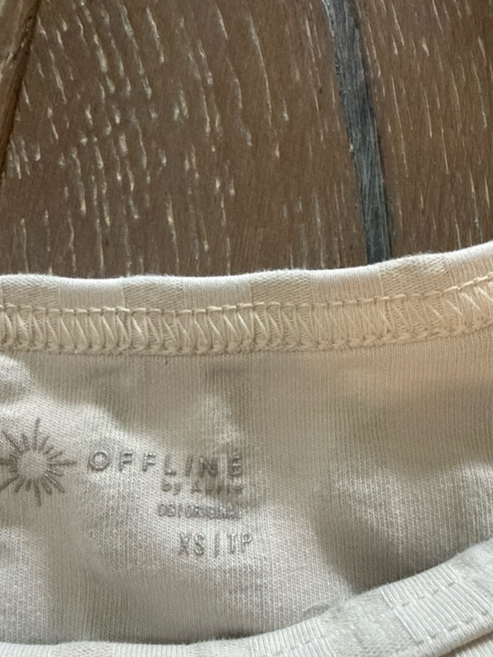 aerie Ribbed Cropped Top & High-Waist Bike Shorts Set in Cream - Picture 3 of 5